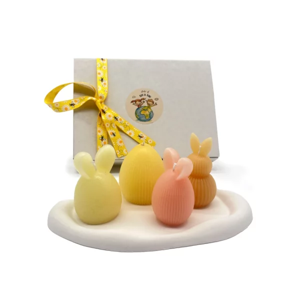 Bougies lapin avec soucoupe